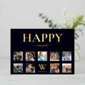 家族のイニシャル 名前 フォト コラージュ ハッピー ニュー 箔シーズンカード (立ち正面)