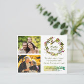 家族のイースターあなたの写真の緑 ポストカード (スタンド正面)