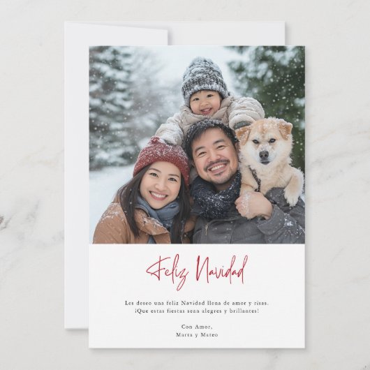 家族のエレガントおもしろい写真フェリーズ・ナビダードクリスマス シーズンカード (正面)