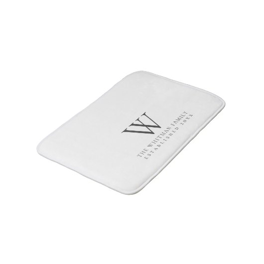 家族のエレガントなモノグラムの白の木炭 バスマット (アングル)