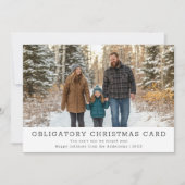 家族のエレガント写真おもしろい義務クリスマス シーズンカード (正面)