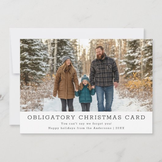 家族のエレガント写真おもしろい義務クリスマス シーズンカード (正面)