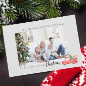 家族のエレガント写真の水の色のクリスマストラック シーズンカード