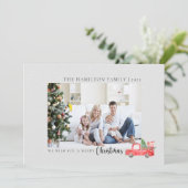 家族のエレガント写真の水の色のクリスマストラック シーズンカード (スタンド正面)