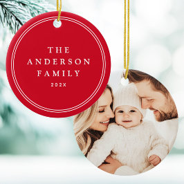 家族のエレガント写真縁ど名の赤 セラミックオーナメント