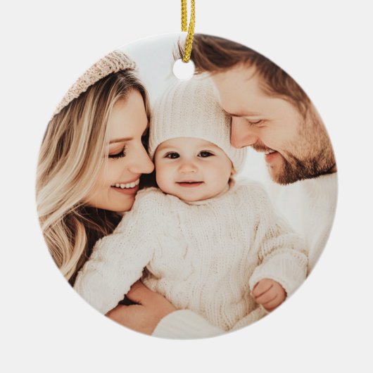 家族のエレガント写真縁ど名の赤 セラミックオーナメント (正面)