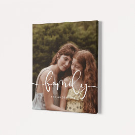 家族のエレガント書道のオーバーレイ写真 キャンバスプリント