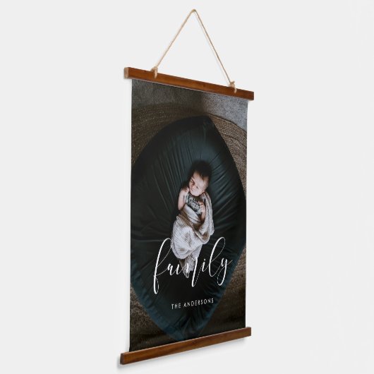 家族のエレガント書道のオーバーレイ写真 吊り下げ型タペストリー (傾斜あり)