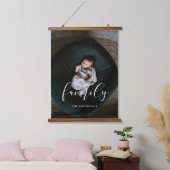 家族のエレガント書道のオーバーレイ写真 吊り下げ型タペストリー (寝室)