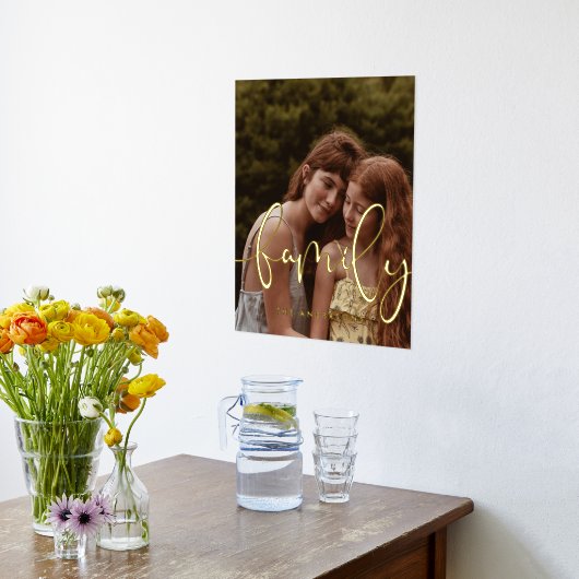 家族のエレガント書道のオーバーレイ写真 箔ポスター (レイダウン (キッチン))