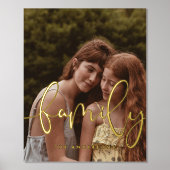 家族のエレガント書道のオーバーレイ写真 箔ポスター (正面)