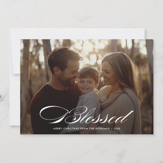 家族のオーバーレイ写真クリスマス宗教賛美 シーズンカード (正面)