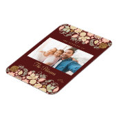 家族のカスタム写真と文字ブルゴーニュ赤面 マグネット (左側)