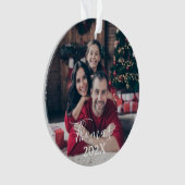 家族のカスタム写真クリスマス |スクリプトと年の始まり オーナメント (正面)