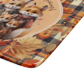 家族のキツネハッピー感謝祭カボチャのプレイド カッティングボード (角)