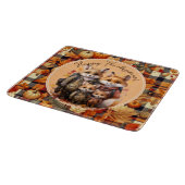 家族のキツネハッピー感謝祭カボチャのプレイド カッティングボード (角)