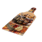 家族のキツネハッピー感謝祭カボチャのプレイド カッティングボード (角)