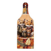 家族のキツネハッピー感謝祭カボチャのプレイド カッティングボード (正面)