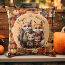 家族のキツネハッピー感謝祭カボチャのプレイド