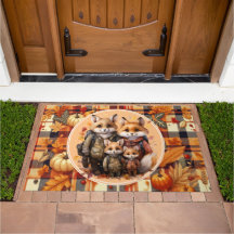 家族のキツネハッピー感謝祭カボチャのプレイド