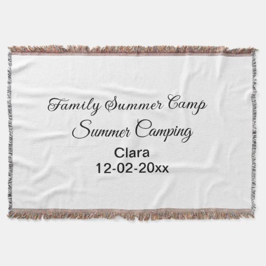 家族のキャンプカスタム休暇の追加の名前dateSummer スローブランケット (正面)
