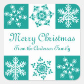 家族のギフトラベルからクリスマスを楽しむ スクエアシール (正面)