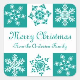 家族のギフトラベルからクリスマスを楽しむ スクエアシール