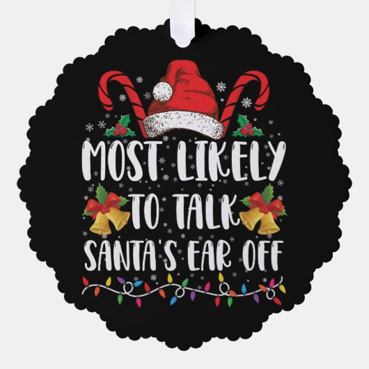 家族のクリスマスからサンタの耳を引き離す可能性が最も高い オーナメントカード (正面)