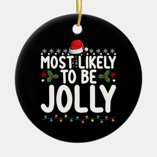 家族のクリスマスすてき休暇である可能性が最も高い セラミックオーナメント (正面)
