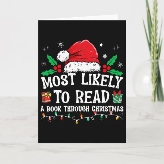 家族のクリスマスにぴったりな本を読む可能性が最も高い カード (正面)