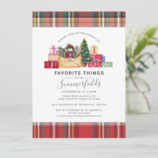 家族のクリスマスのパーティーお気に入りの物 招待状 (スタンド正面)