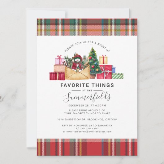 家族のクリスマスのパーティーお気に入りの物 招待状 (正面)