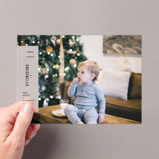 家族のクリスマスのミニマルな美的な写真 アクリル招待状 (インサイチュ (ポータブル))