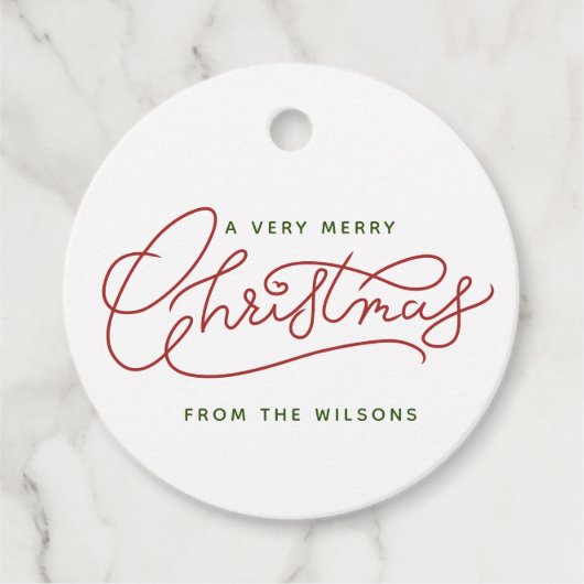 家族のクリスマスのミニマルモダンリストスクリプト フェイバータグ (正面)