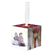 家族のクリスマスの写真の立方体のオーナメント キューブオーナメント (正面アングル)