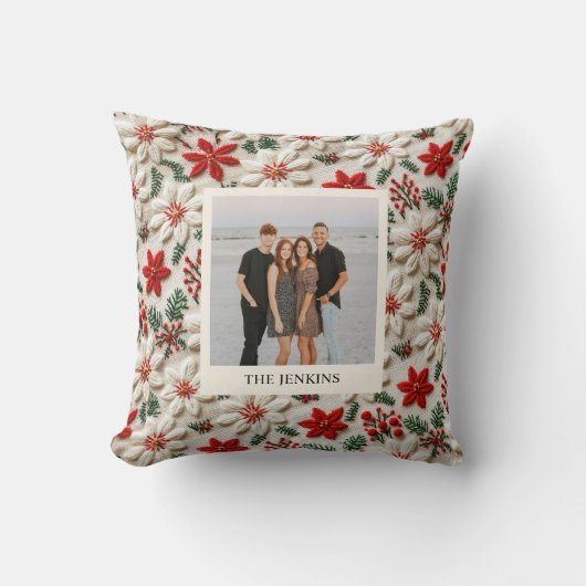家族のクリスマスの写真パーソナライズされた クッション (正面)