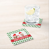 家族のクリスマスの写真 スクエアペーパーコースター (インサイチュ)