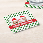 家族のクリスマスの写真 スクエアペーパーコースター (アングル)