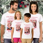 家族のクリスマスの名前とフォトソンホワイト Tシャツ