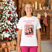 家族のクリスマスの名前とフォトドーターホワイト Tシャツ