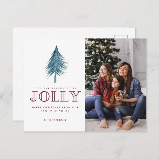 家族のクリスマスの季節が写真に収ますてきる シーズンポストカード (正面/裏面)