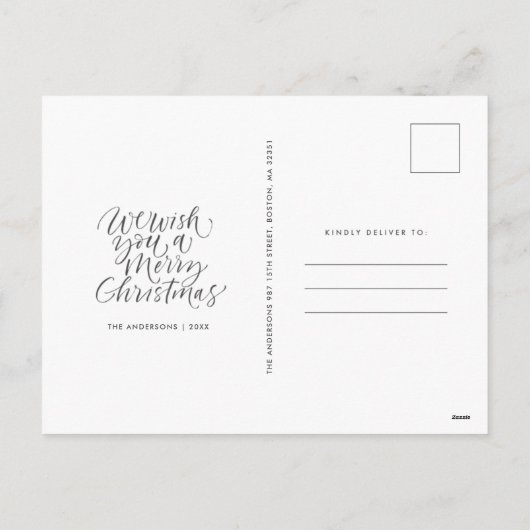 家族のクリスマスの季節が写真に収ますてきる シーズンポストカード (裏面)