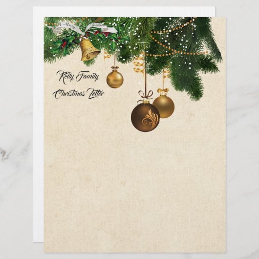 家族のクリスマスの手紙レターヘッド筆記用紙 レターヘッド (正面/裏面)