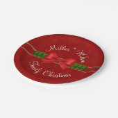 家族のクリスマスの赤いおよび緑の弓 ペーパープレート (アングル)
