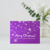 家族のクリスマスの雪の紫 シーズンポストカード (スタンド正面)