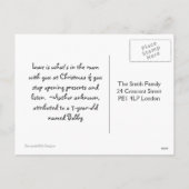 家族のクリスマスの雪の紫 シーズンポストカード (裏面)