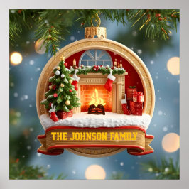 家族のクリスマスの魔法のオーナメント ポスター