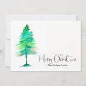 家族のクリスマスウォーターカラーパーソナライズされたのピンツリー シーズンカード (正面)