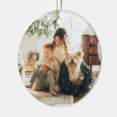 家族のクリスマスオーナメントと犬 セラミックオーナメント (左)