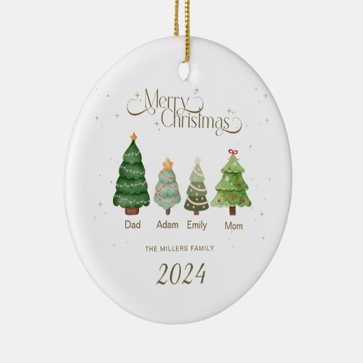 家族のクリスマスオーナメントパーソナライズされた、家族 セラミックオーナメント (右)